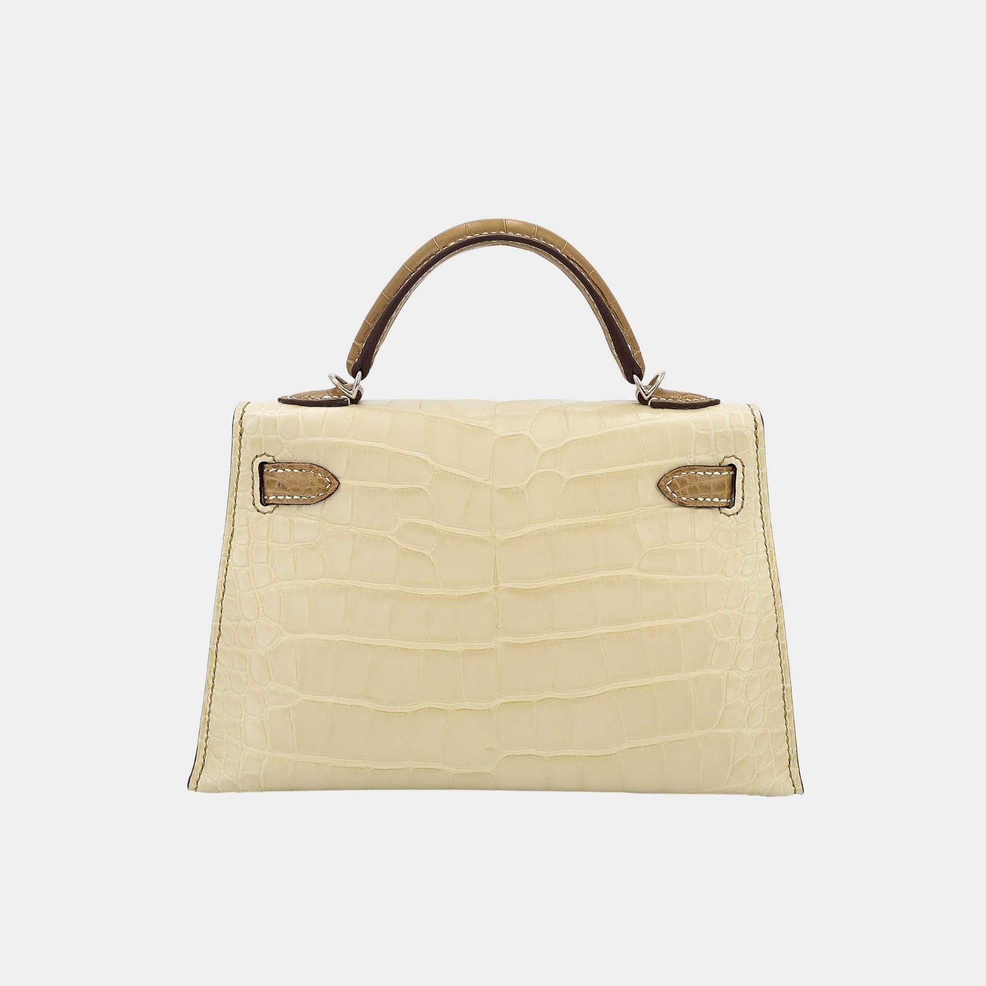 Оригінальна Mini Kelly II Hss Matte Alligator Vanille Hermes – вид ззаду