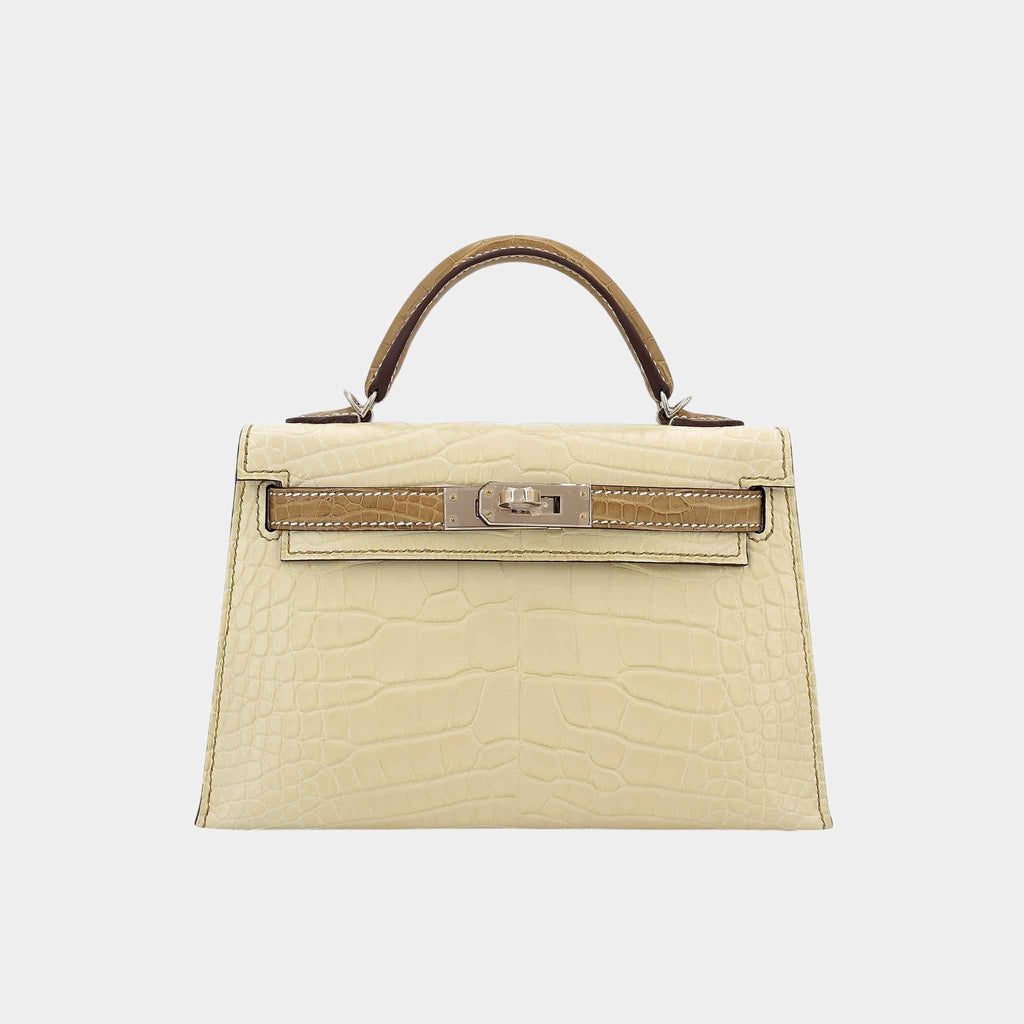 Оригінальна Mini Kelly II Hss Matte Alligator Vanille Hermes – боковий вид