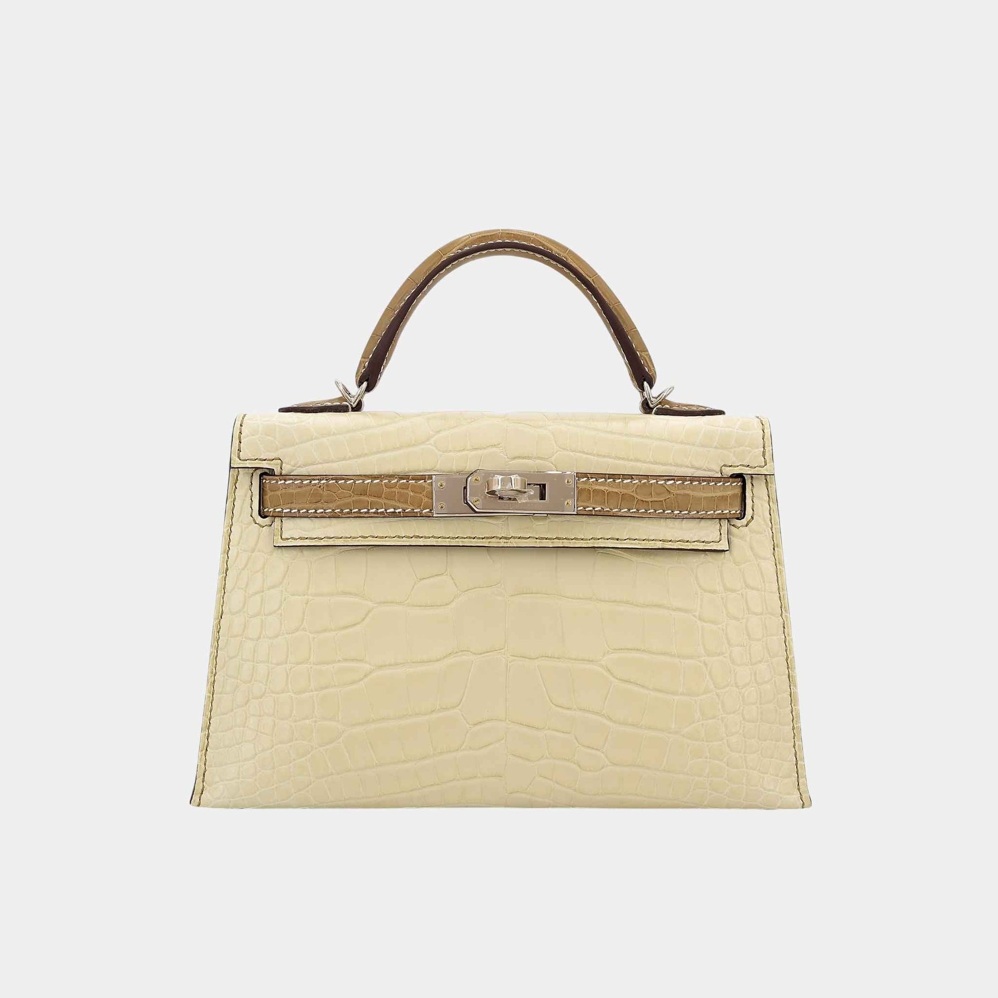 Оригінальна Mini Kelly II Hss Matte Alligator Vanille Hermes – боковий вид