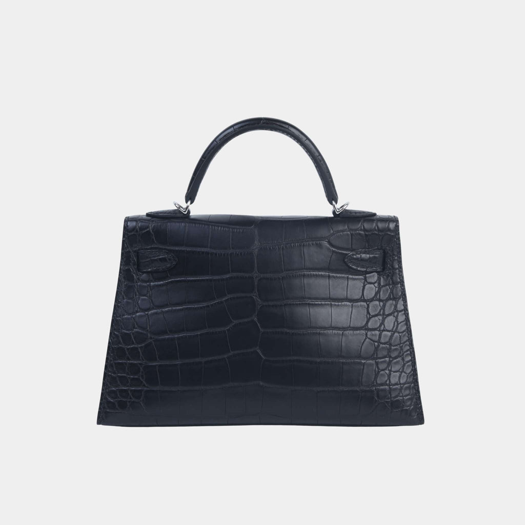 Оригінальна Mini Kelly II Matte Alligator Black Phw Hermes – вид ззаду