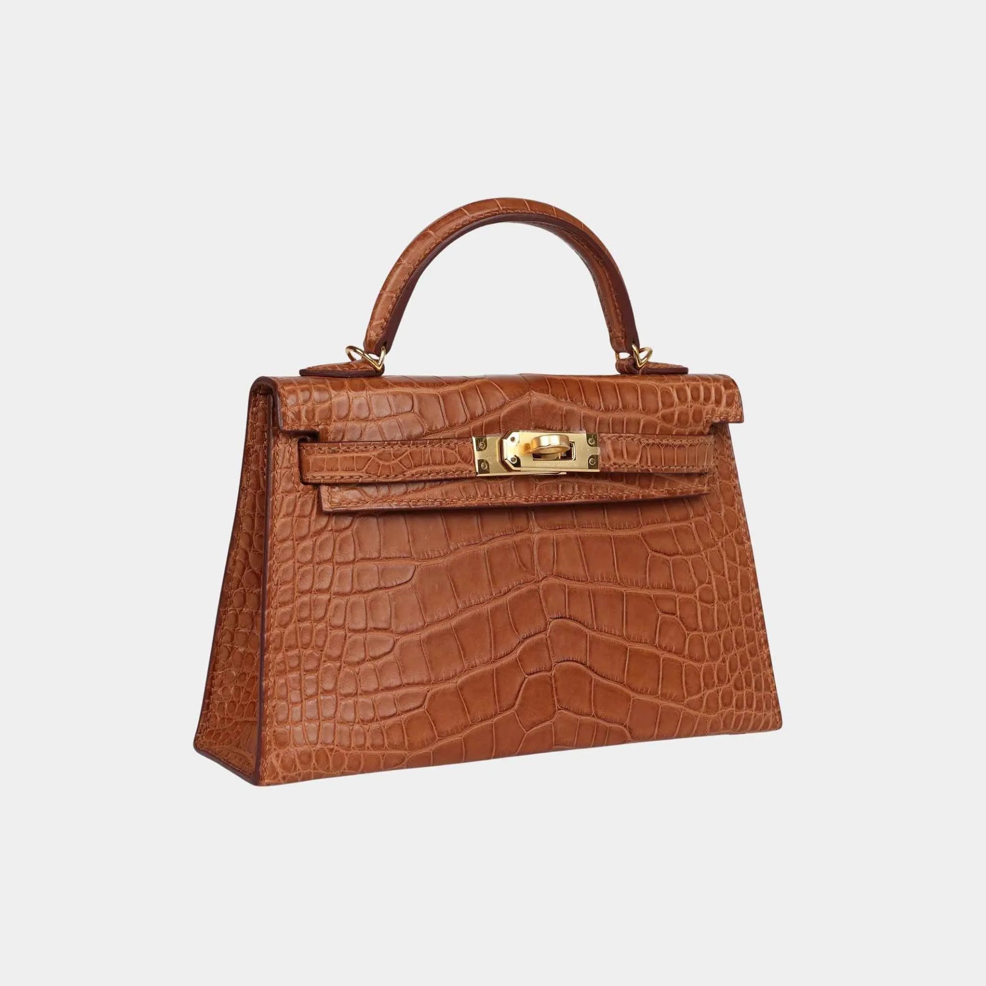 Оригінальна Mini Kelly Matte Alligator Gold Ghw Hermes – детальний вид