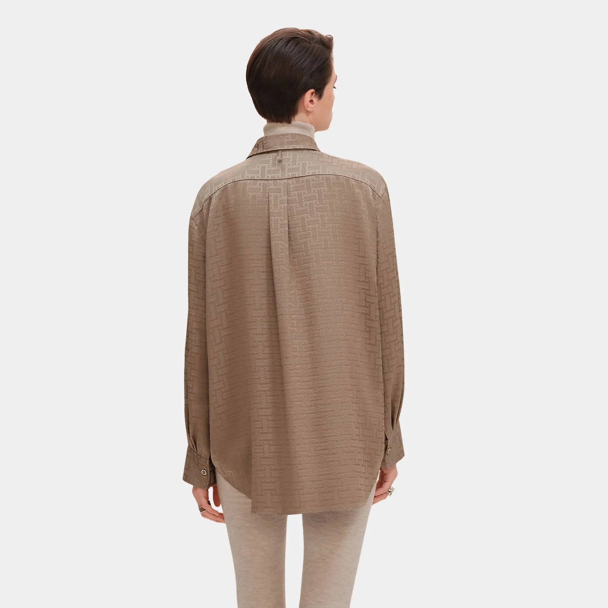 Оригінальна Mosaique Ascot Collar Shirt In Jacquard Silk Hermes – вид ззаду