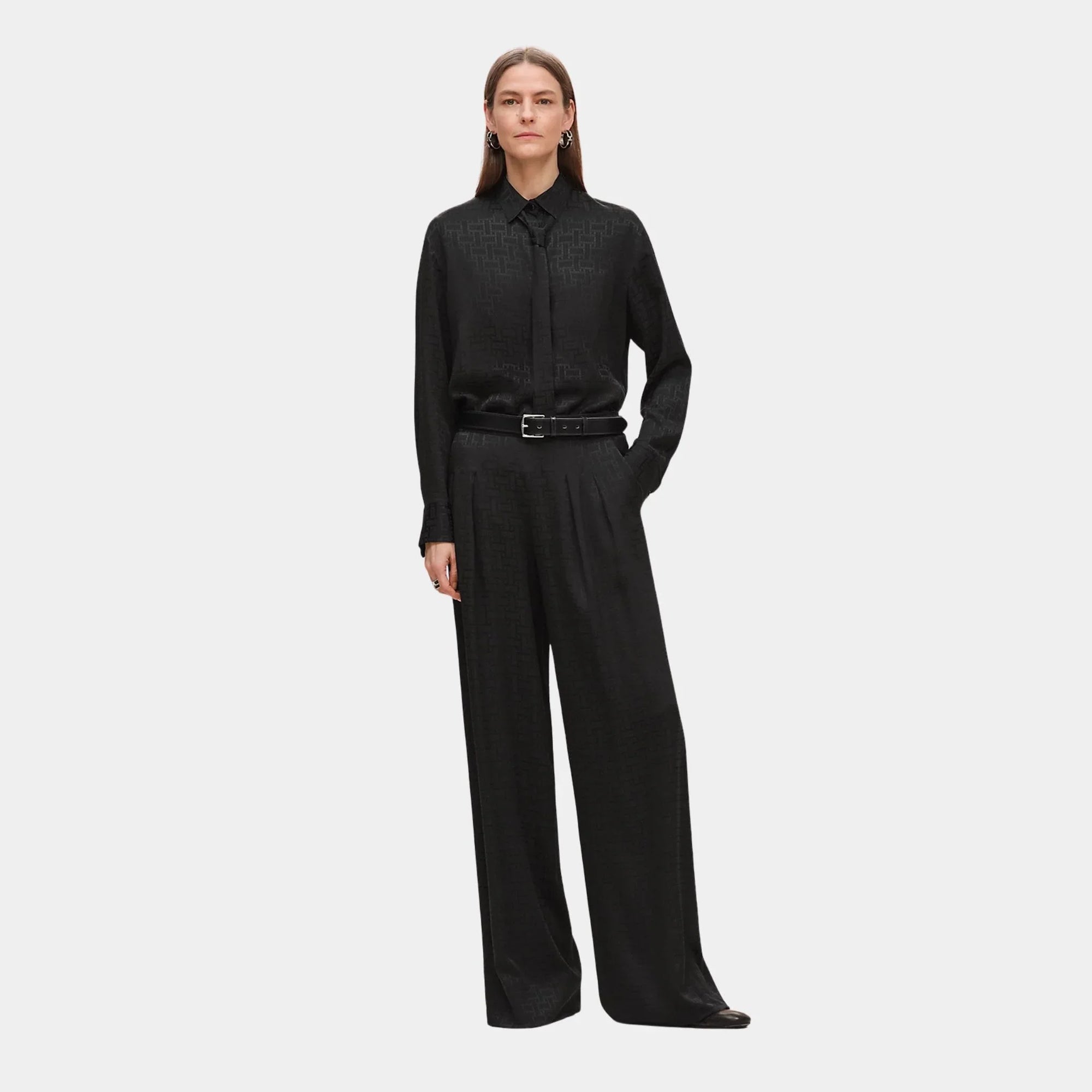 Оригінальна Mosaique Ascot Collar Shirt In Jacquard Silk Hermes – детальний вид