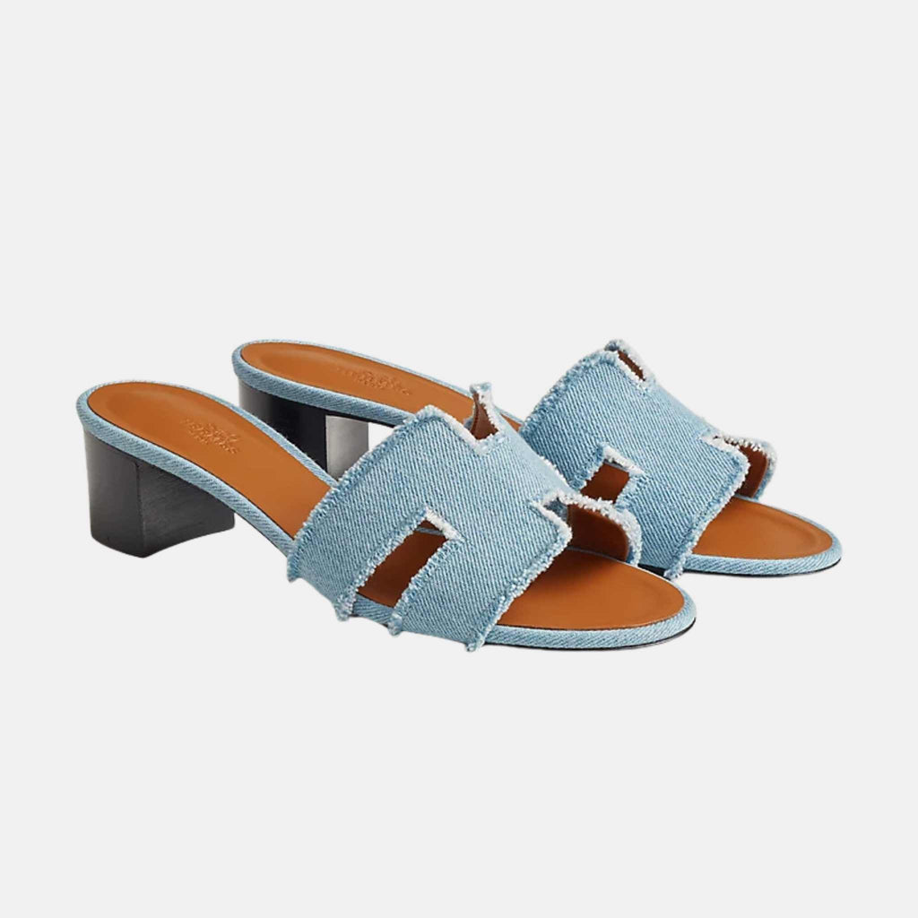 Оригінальна Oasis Sandal Fringed Denim Hermes – боковий вид