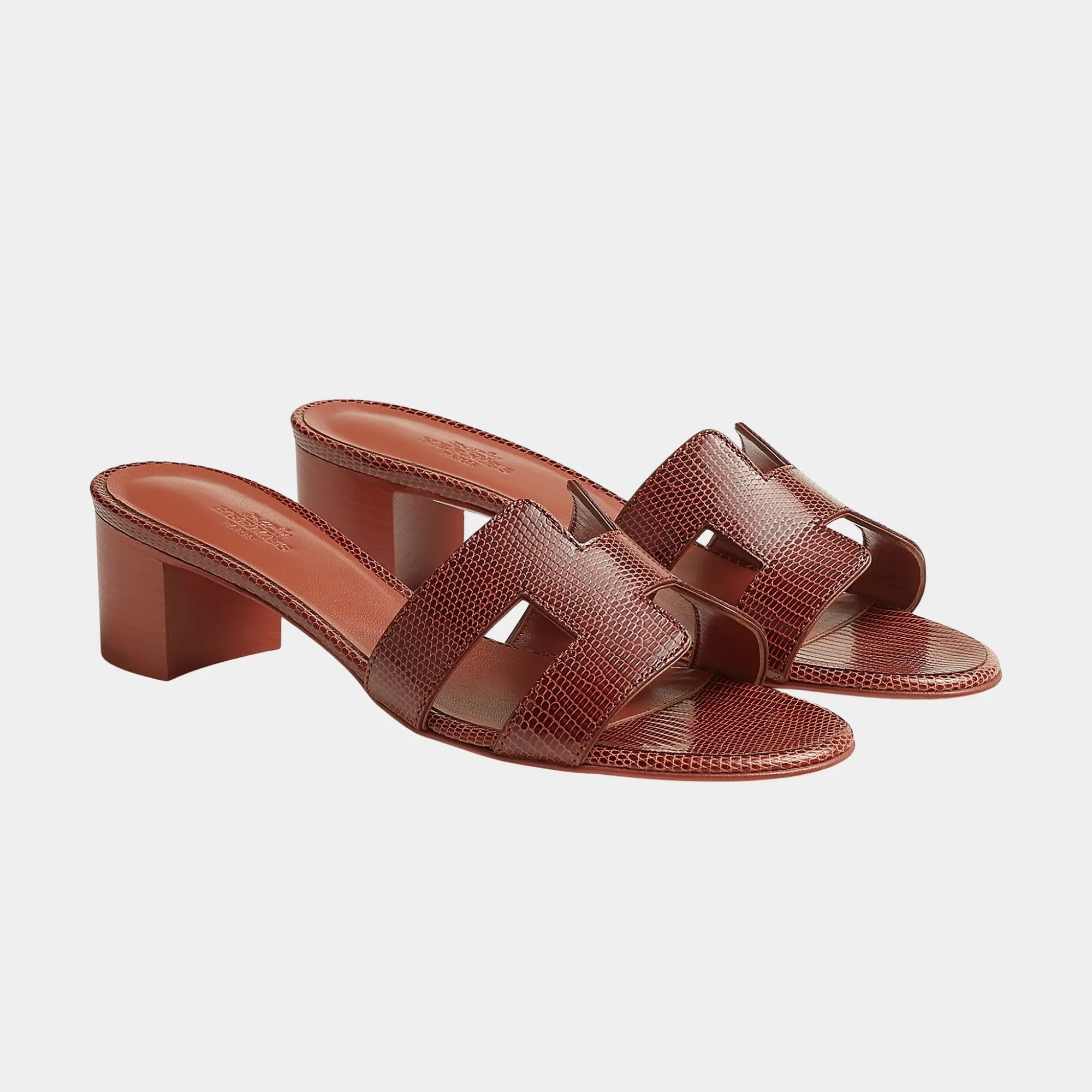 Oasis Sandal In Shiny Java Lizard Hermes оригінал – Купити в Україні – боковий вид