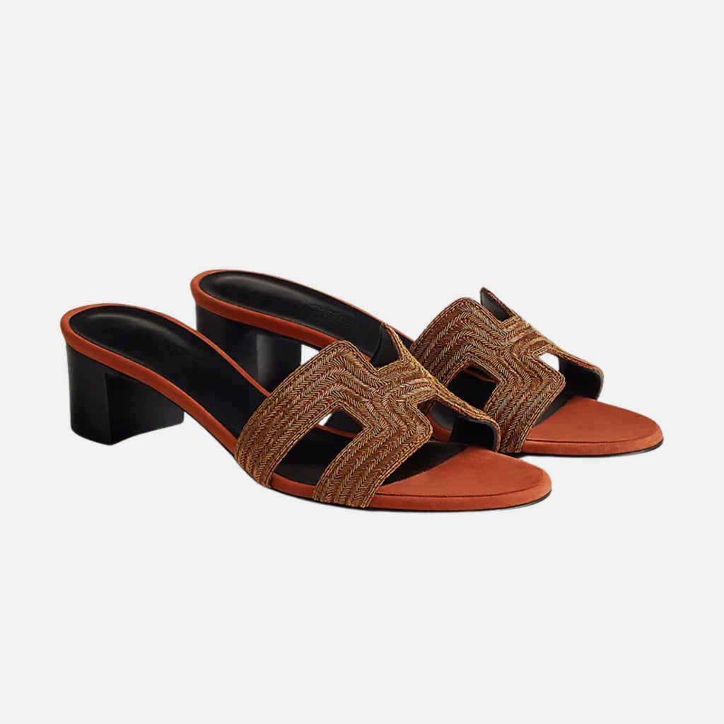 Оригінальна Oasis Sandal Suede Goatskin And Dabka Hermes – боковий вид