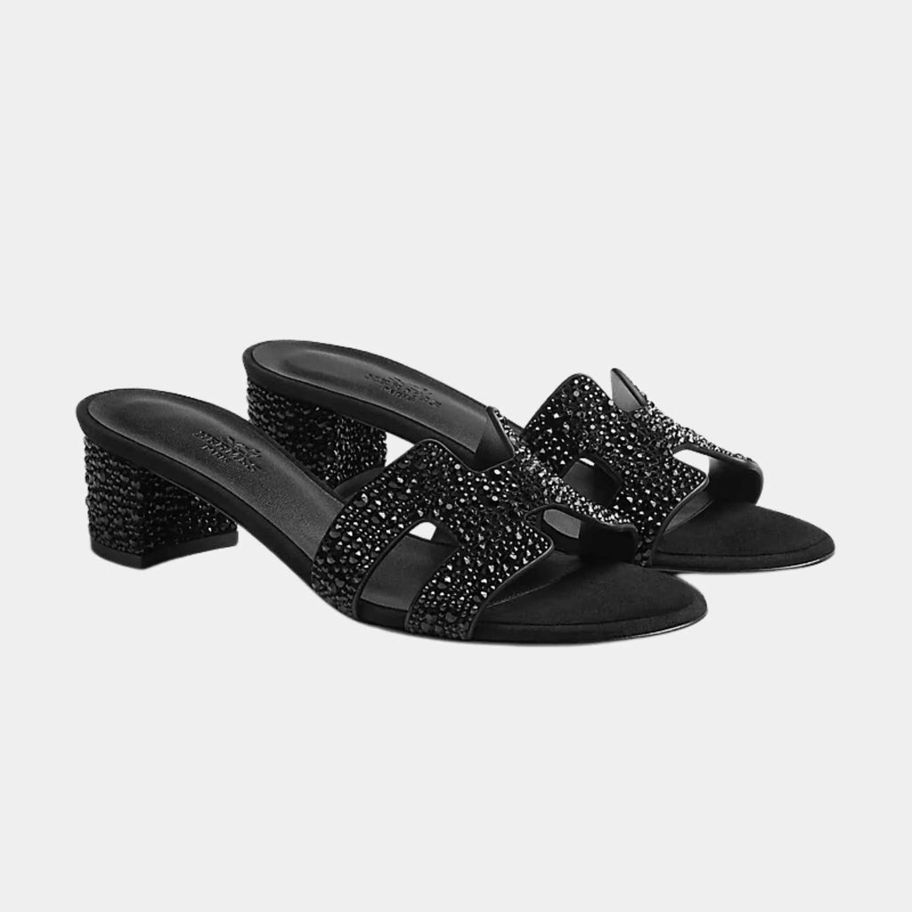 Oasis Sandals Black With Rhinestones Hermes оригінал – Купити в Україні – боковий вид