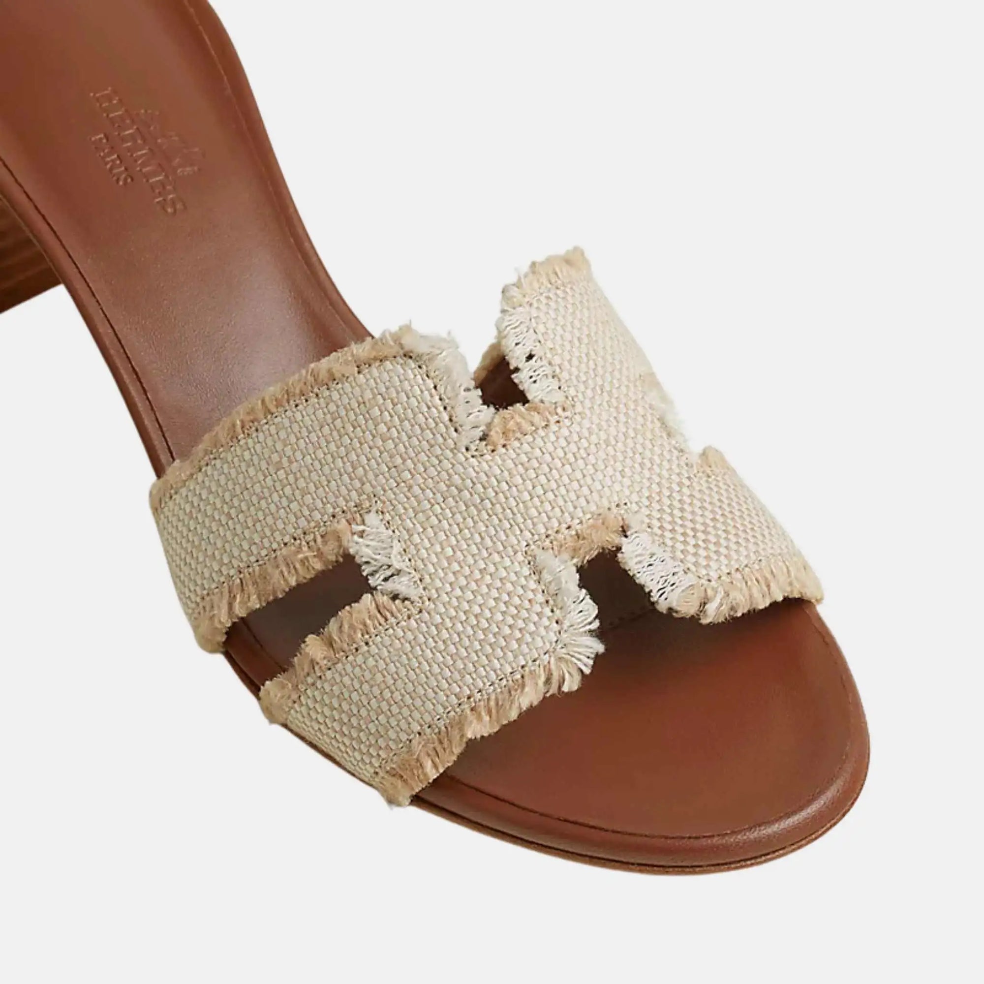 Oasis Sandals Fringed Linen Canvas Hermes – Гарантія оригінальності – детальний вид