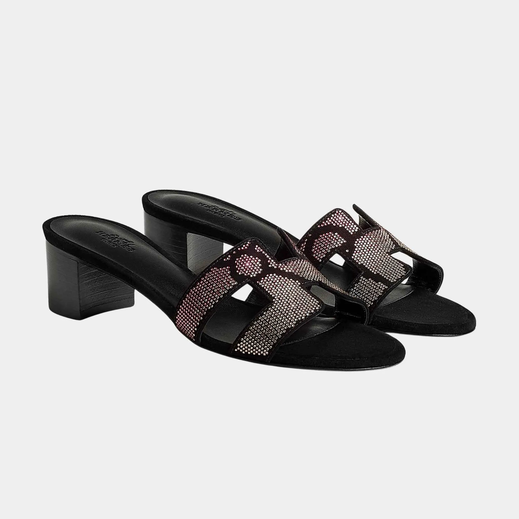 Oasis Sandals In Suede With Figure Artistique Motif Hermes – Гарантія оригінальності – збільшений вид