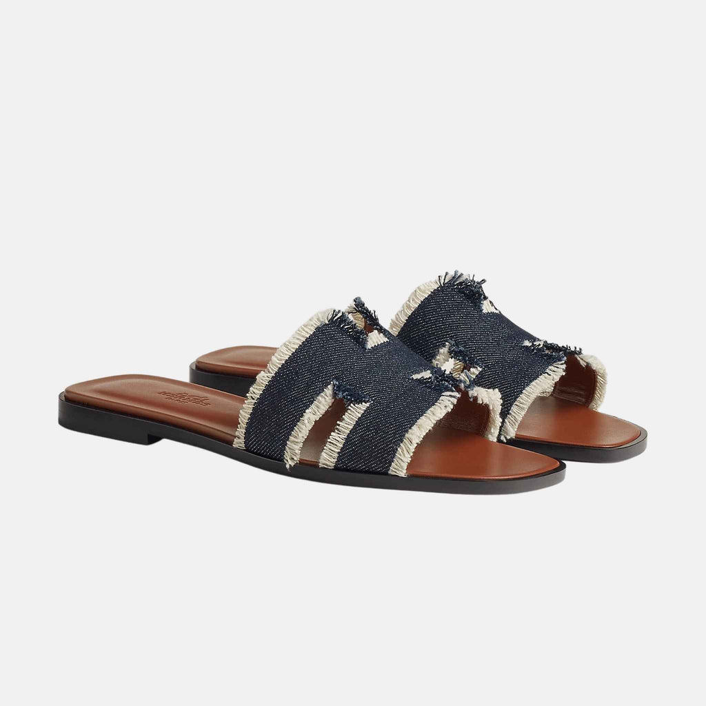 Оригінальна Oran Sandal Fringed Denim Hermes – збільшений вид