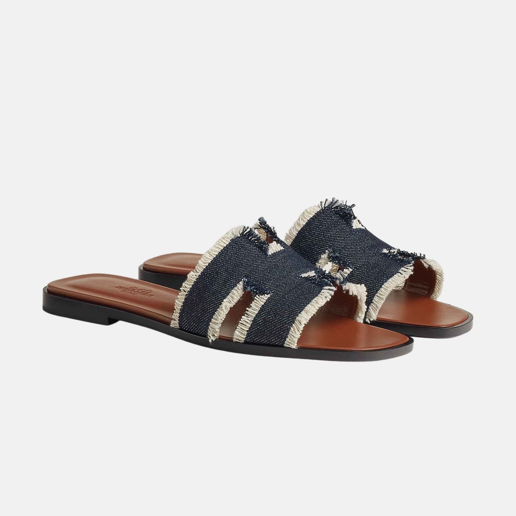 Оригінальна Oran Sandal Fringed Denim Hermes – збільшений вид