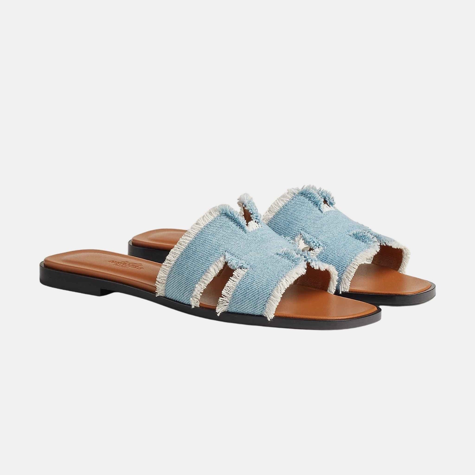 Оригінальна Oran Sandal Fringed Denim Hermes – боковий вид