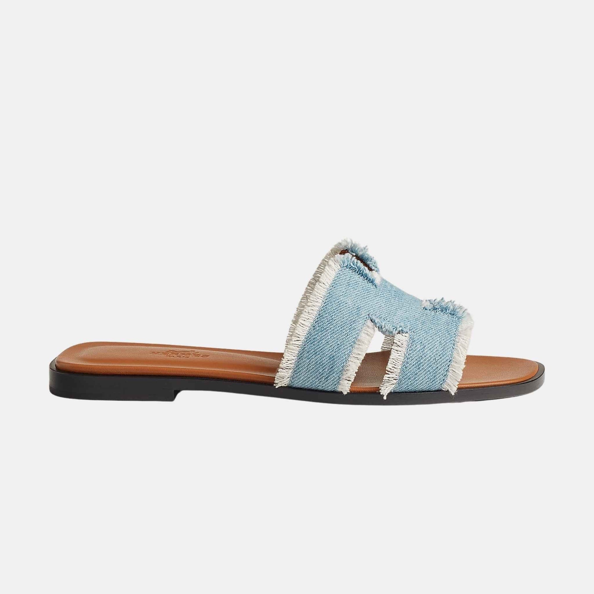Оригінальна Oran Sandal Fringed Denim Hermes – вид ззаду