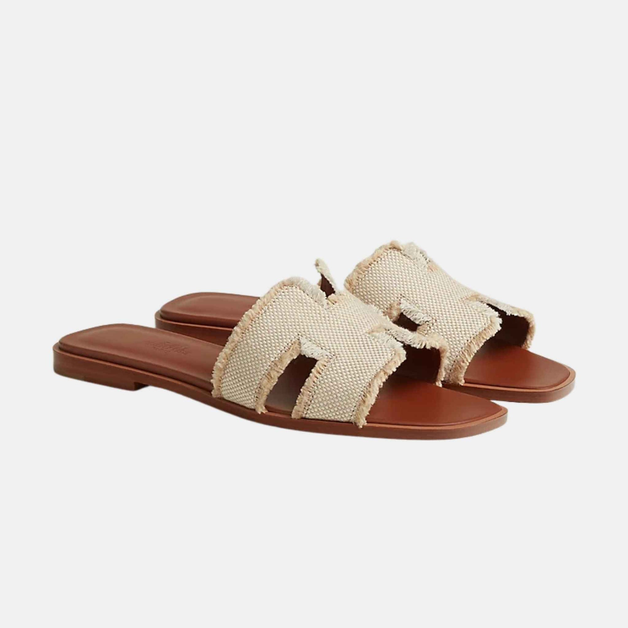 Oran Sandal Fringed Linen Hermes – Гарантія оригінальності – боковий вид