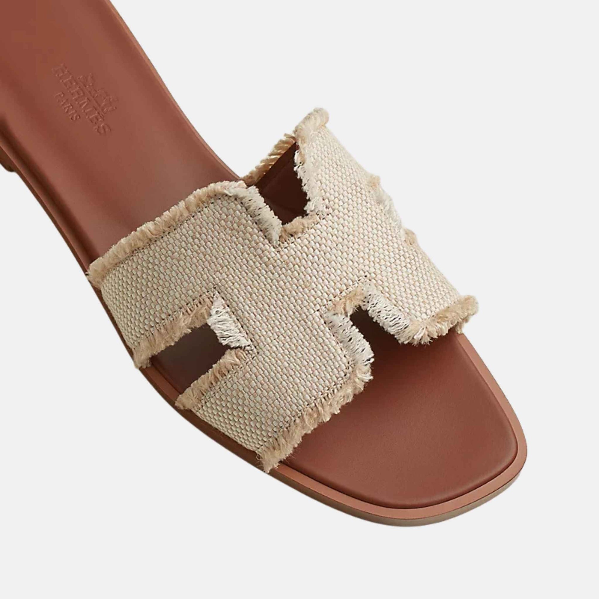 Oran Sandal Fringed Linen Hermes – Гарантія оригінальності – детальний вид