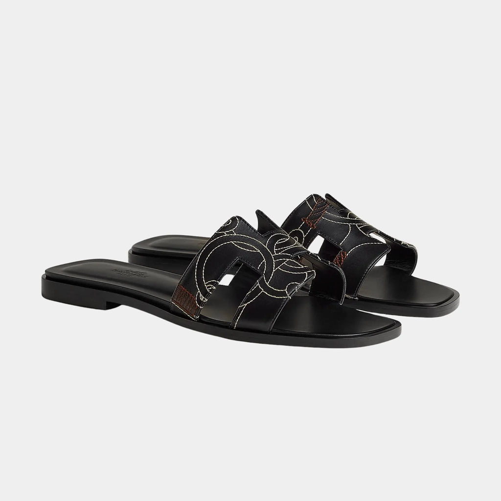 Oran Sandal In Panoplie Equestre Embroidered Calfskin Hermes оригінал – Купити в Україні – боковий вид