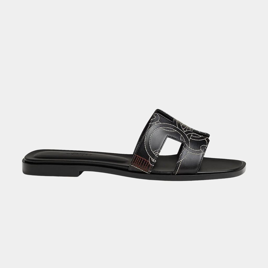Oran Sandal In Panoplie Equestre Embroidered Calfskin Hermes оригінал – Купити в Україні – вид ззаду