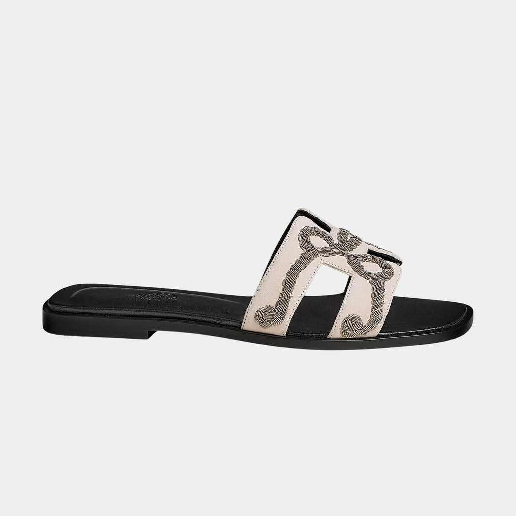 Оригінальна Oran Sandal In Suede Goatskin And Dabka Hermes – вид ззаду