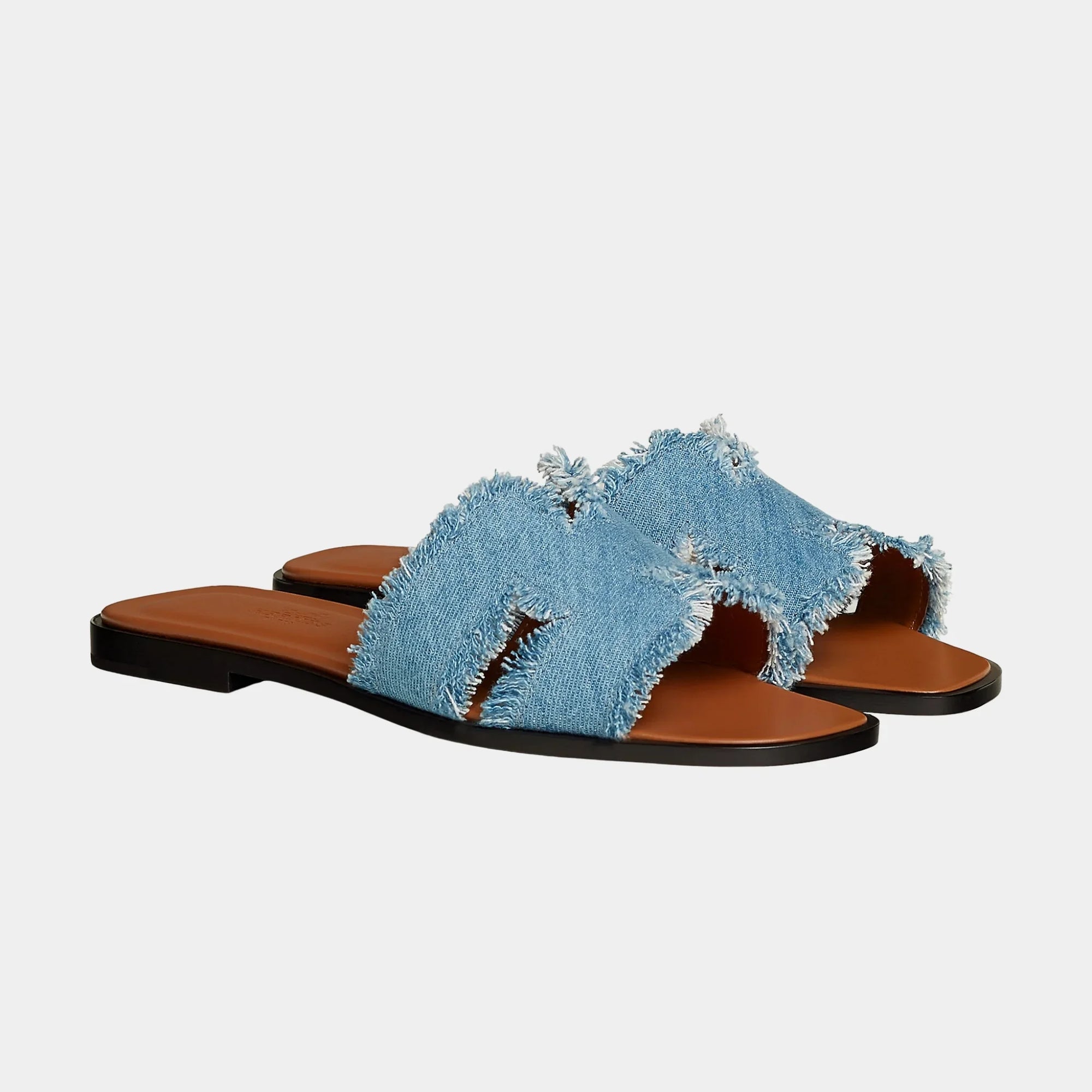 Oran Sandals In Maxi Fringed Denim Hermes оригінал – Купити в Україні – боковий вид