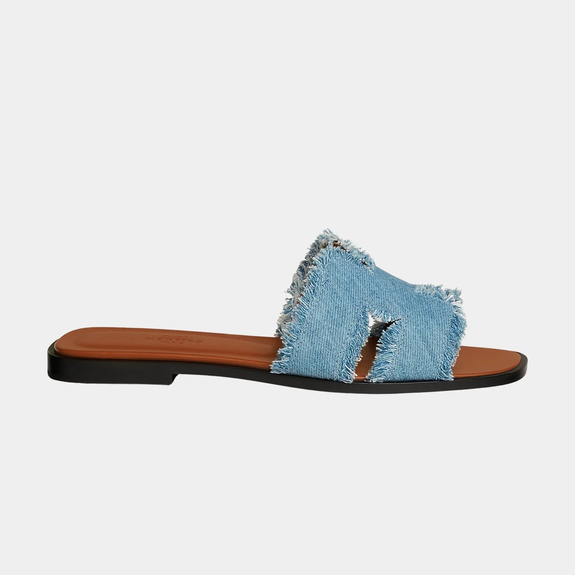 Oran Sandals In Maxi Fringed Denim Hermes оригінал – Купити в Україні – вид ззаду