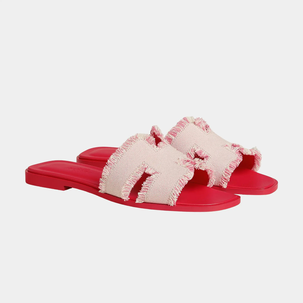 Oran Sandals In Maxi Fringed Canvas Hermes – Гарантія оригінальності – збільшений вид