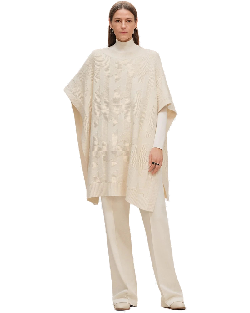Оригінальна H Rectangular Cape Poncho In Plain Wool Knit Hermes