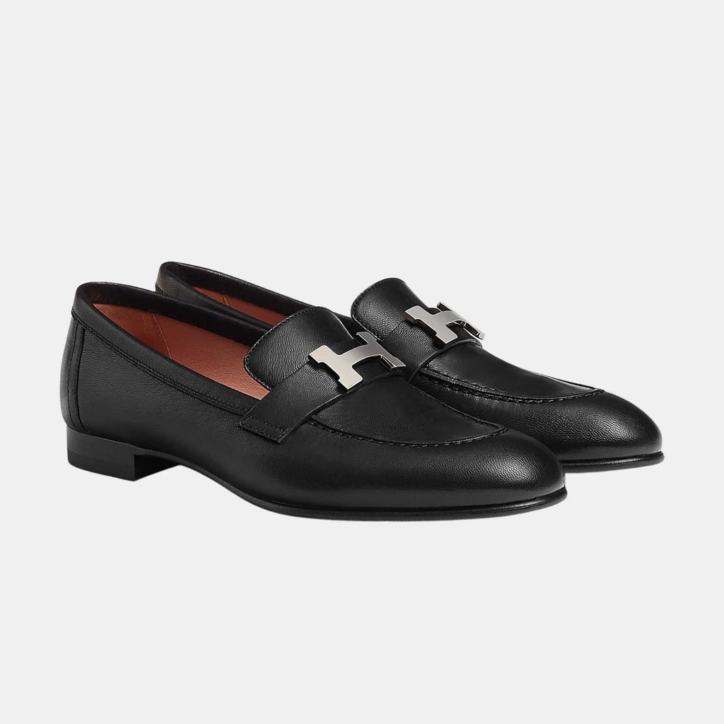 Оригінальна Paris Loafer In Goatskin With Palladium Plated Buckle Women Hermes – боковий вид