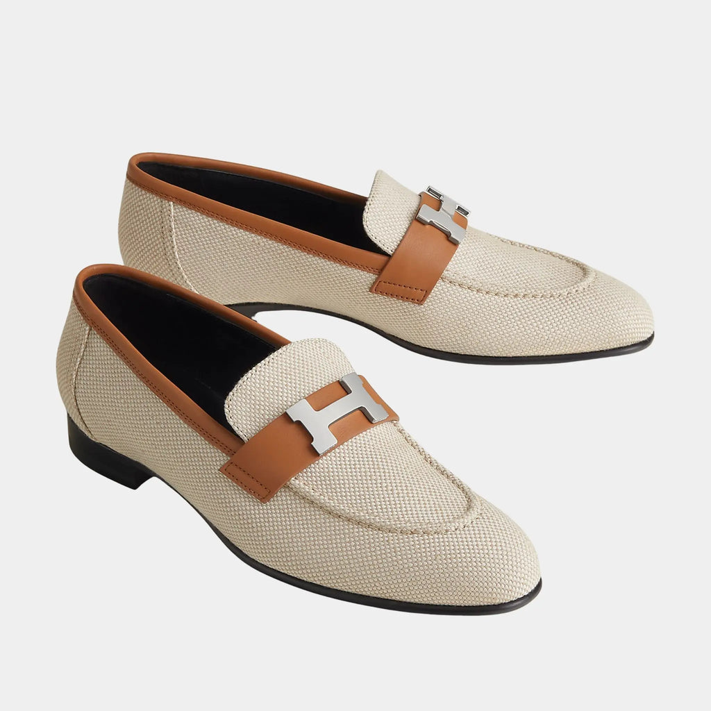 Оригінальна Paris Loafer In Linen And Calfskin Hermes – боковий вид