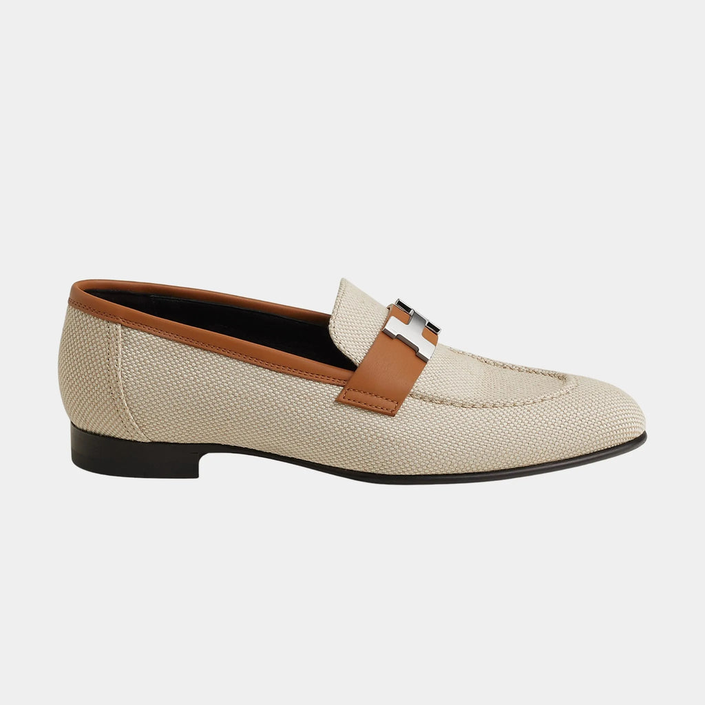 Оригінальна Paris Loafer In Linen And Calfskin Hermes – вид ззаду