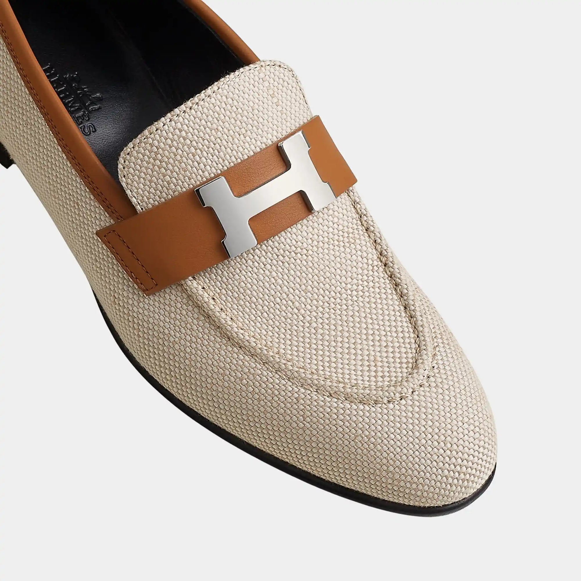 Оригінальна Paris Loafer In Linen And Calfskin Hermes – детальний вид