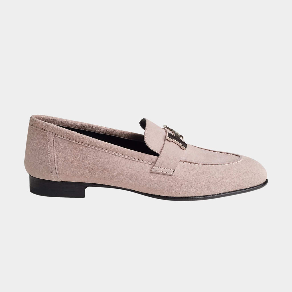 Paris Loafer In Suede Goatskin With Palladium Plated Buckle Women Hermes – Гарантія оригінальності – вид ззаду