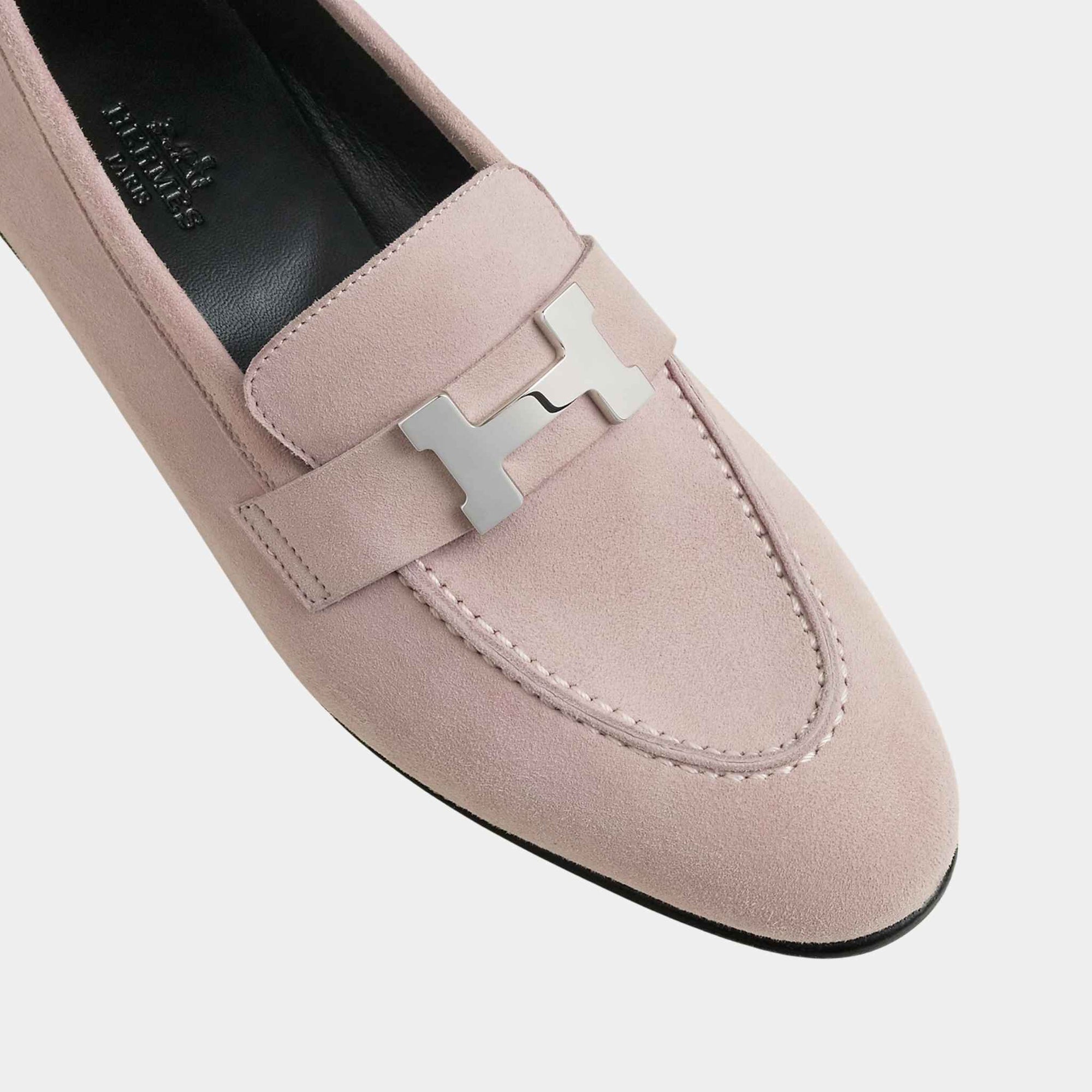Paris Loafer In Suede Goatskin With Palladium Plated Buckle Women Hermes – Гарантія оригінальності – детальний вид