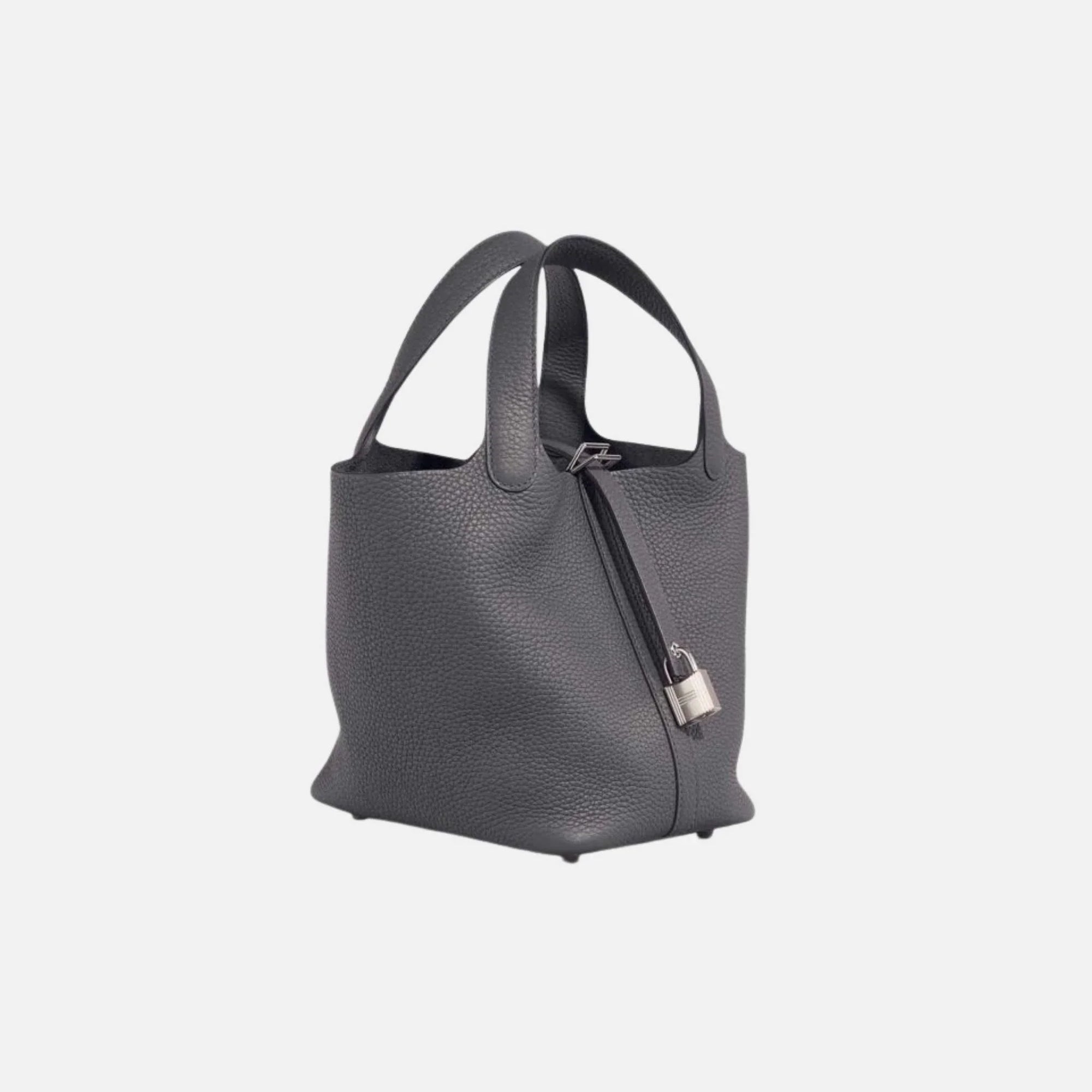 Picotin 18 Clemence Gris Misty Phw Hermes оригінал – Купити в Україні – вид ззаду