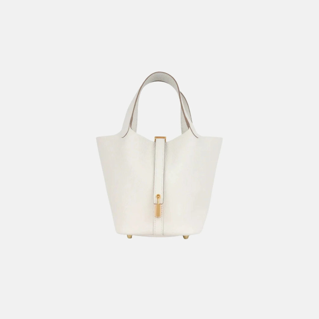 Оригінальна Picotin 18 Gris Pale Clemence Ghw Hermes – боковий вид