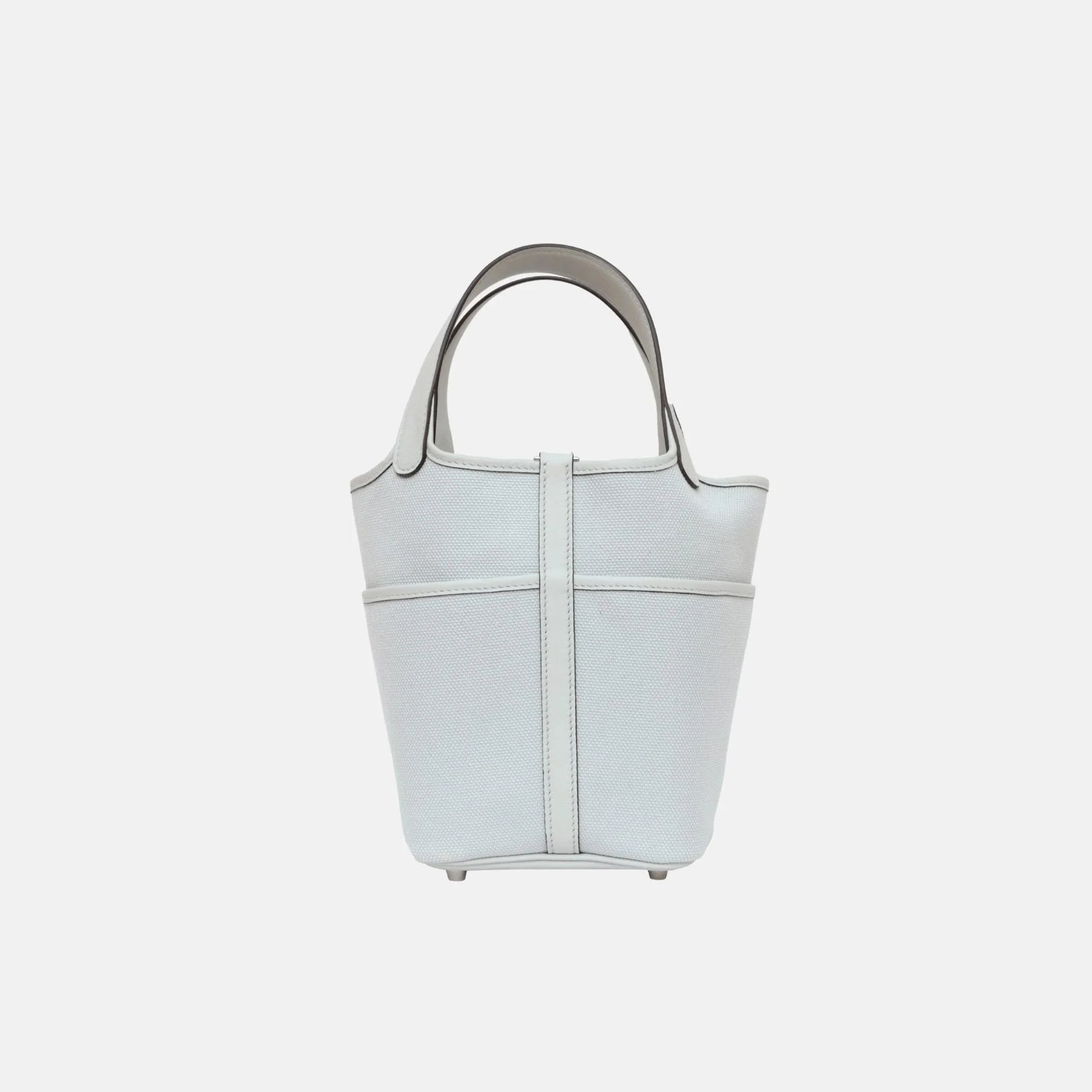 Picotin 18 Gris Platine Swift Canvas Phw Hermes – Гарантія оригінальності – вид ззаду