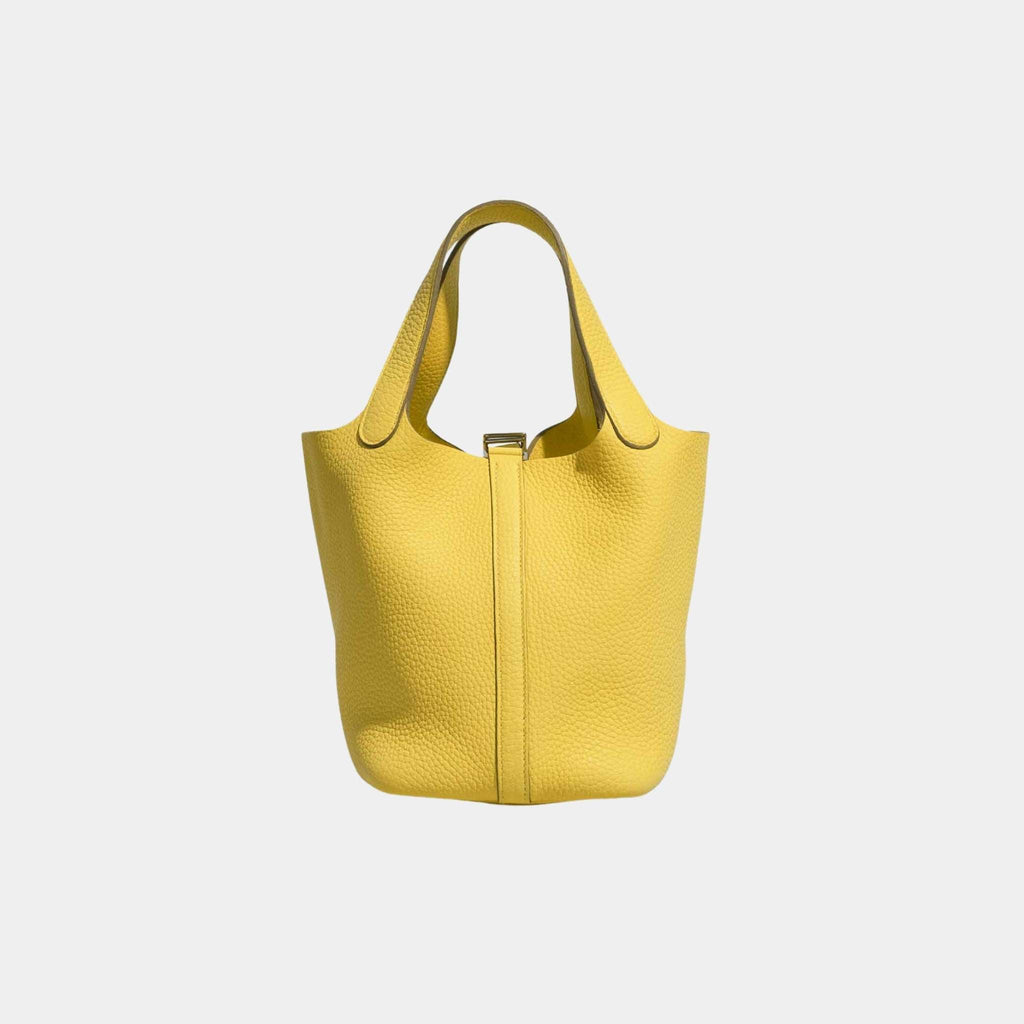 Picotin 18 Taurillon Clemence Lime Phw Hermes – Гарантія оригінальності – вид ззаду