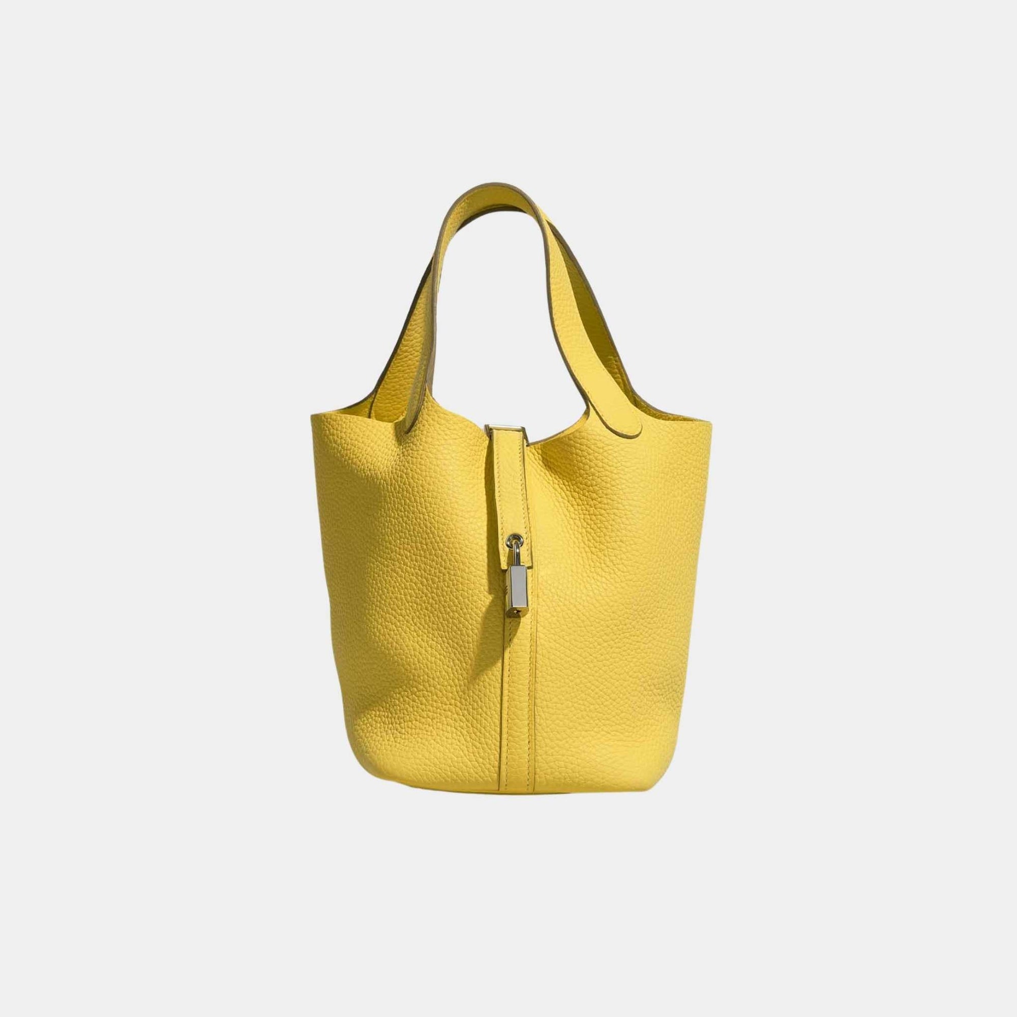Picotin 18 Taurillon Clemence Lime Phw Hermes – Гарантія оригінальності – боковий вид