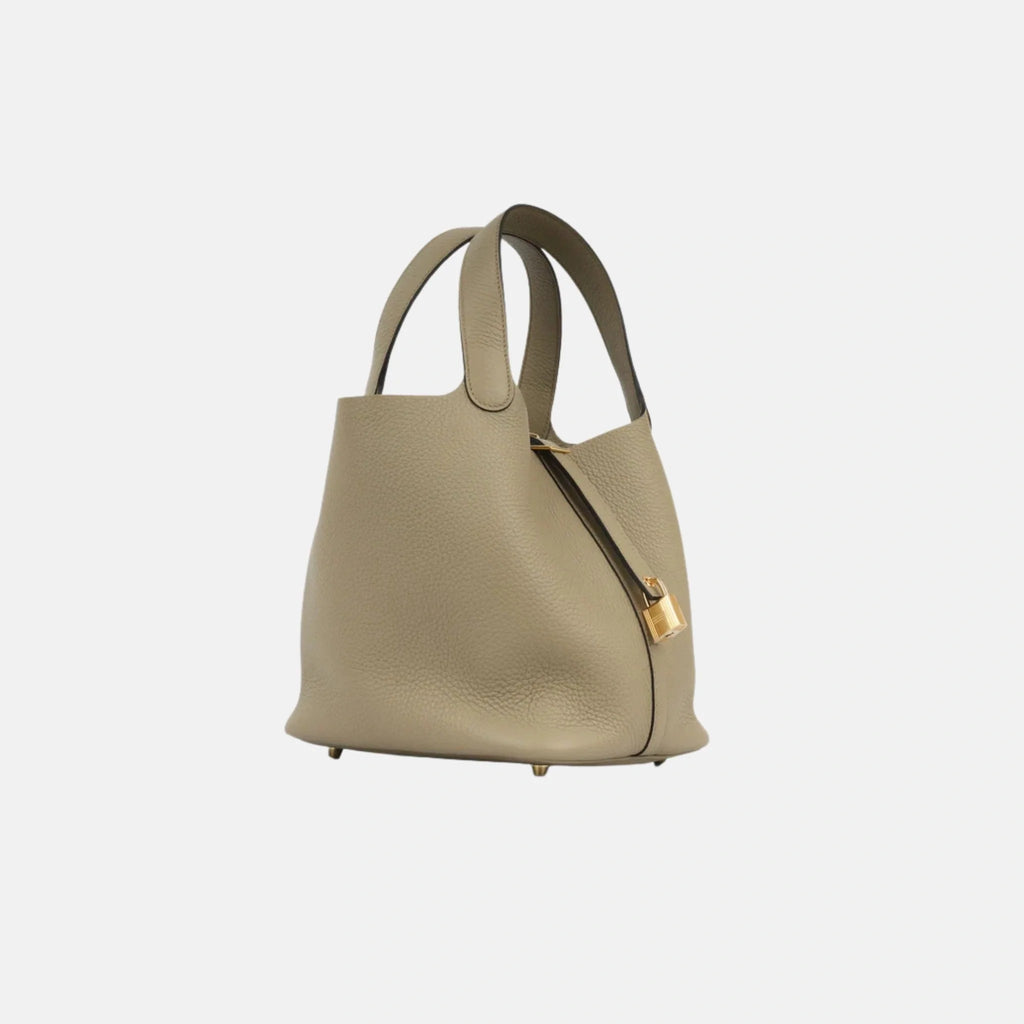 Picotin 22 Clemence Beige Marfa Ghw Hermes – Гарантія оригінальності – вид ззаду
