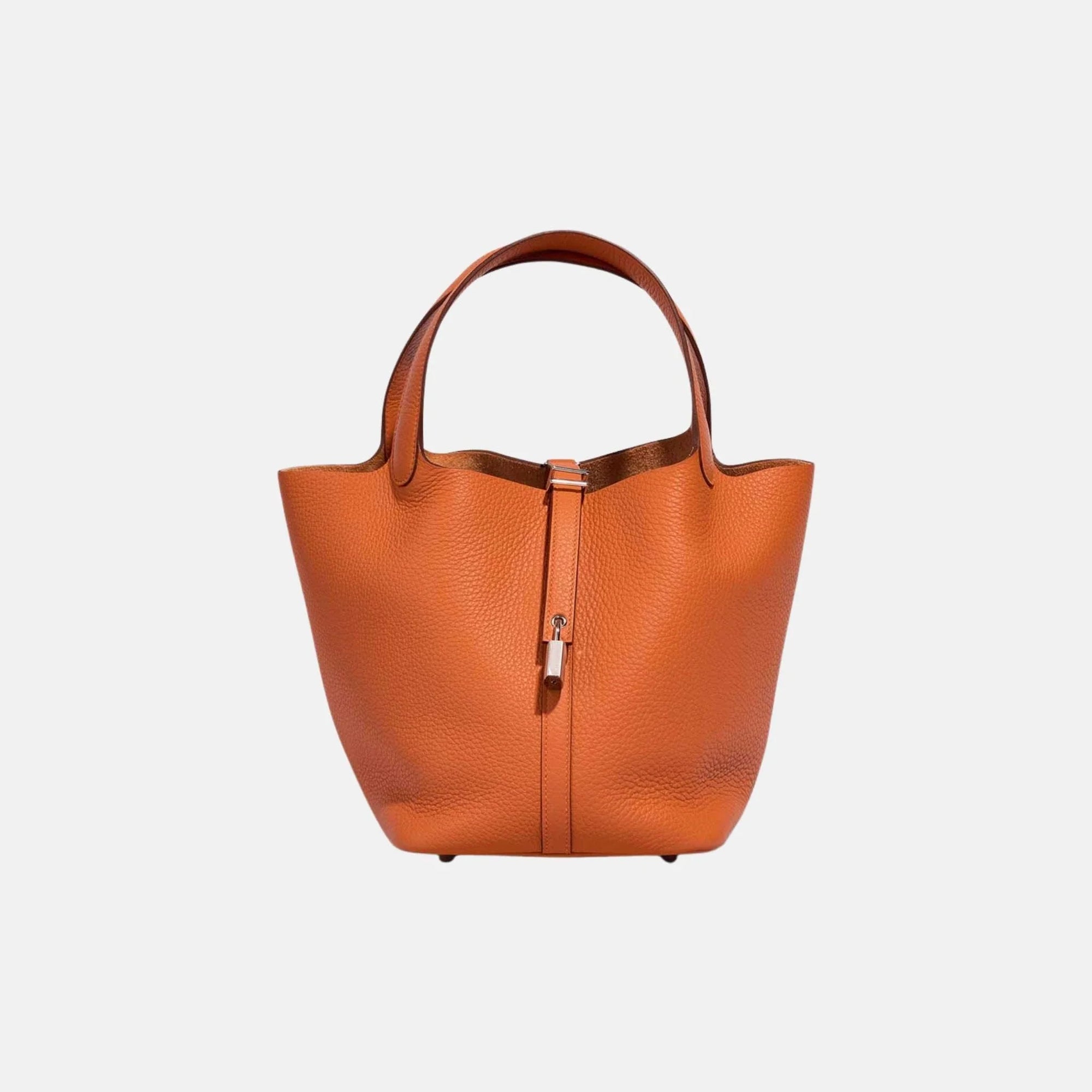 Picotin 22 Taurillon Clemence Orange Phw Hermes – Гарантія оригінальності – боковий вид