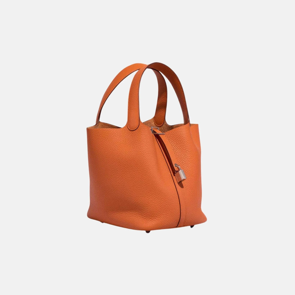 Picotin 22 Taurillon Clemence Orange Phw Hermes – Гарантія оригінальності – вид ззаду