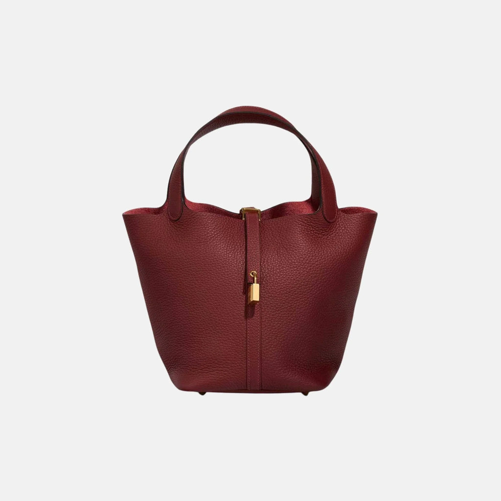 Picotin 22 Taurillon Clemence Rouge H Ghw Hermes – Гарантія оригінальності – боковий вид