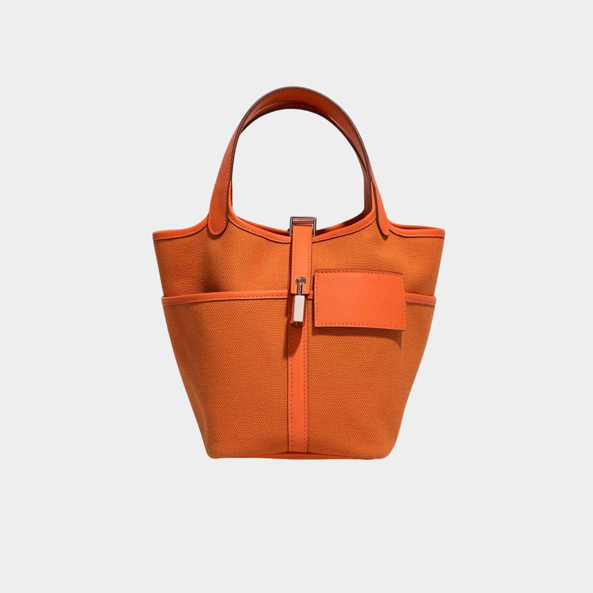 Picotin Cargo 18 Toile Goeland Swift Orange Minium Ghw Hermes оригінал – Купити в Україні – боковий вид