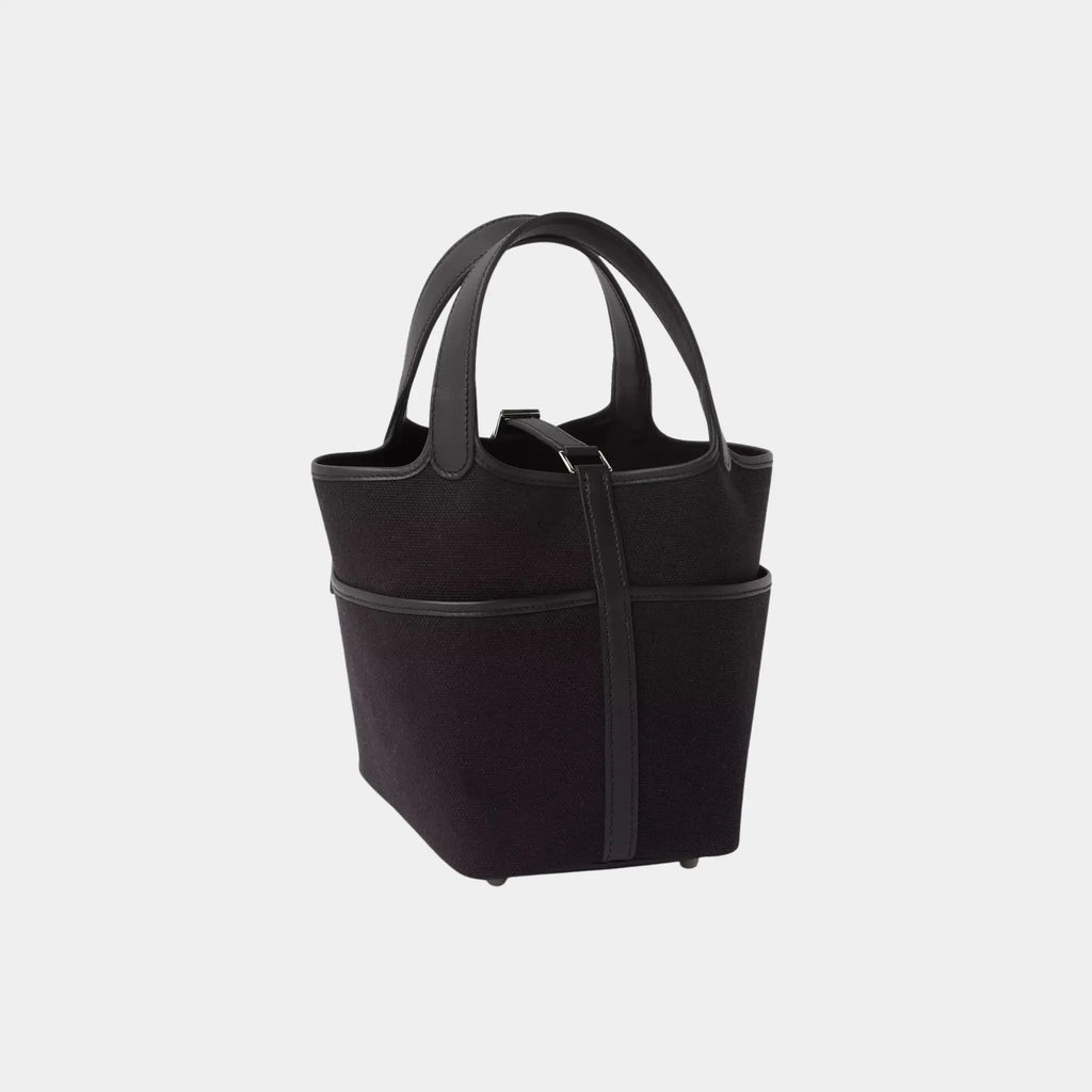 Picotin Cargo 18 Toile Swift Black Phw Hermes – Гарантія оригінальності – вид ззаду