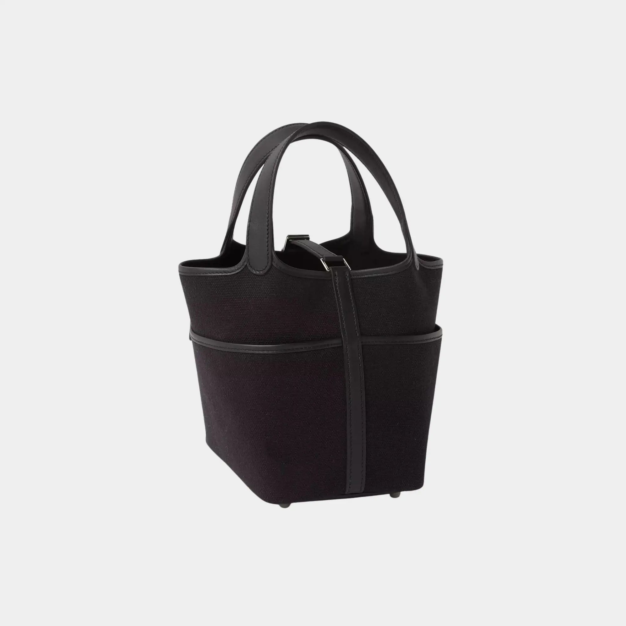 Picotin Cargo 18 Toile Swift Black Phw Hermes – Гарантія оригінальності – вид ззаду