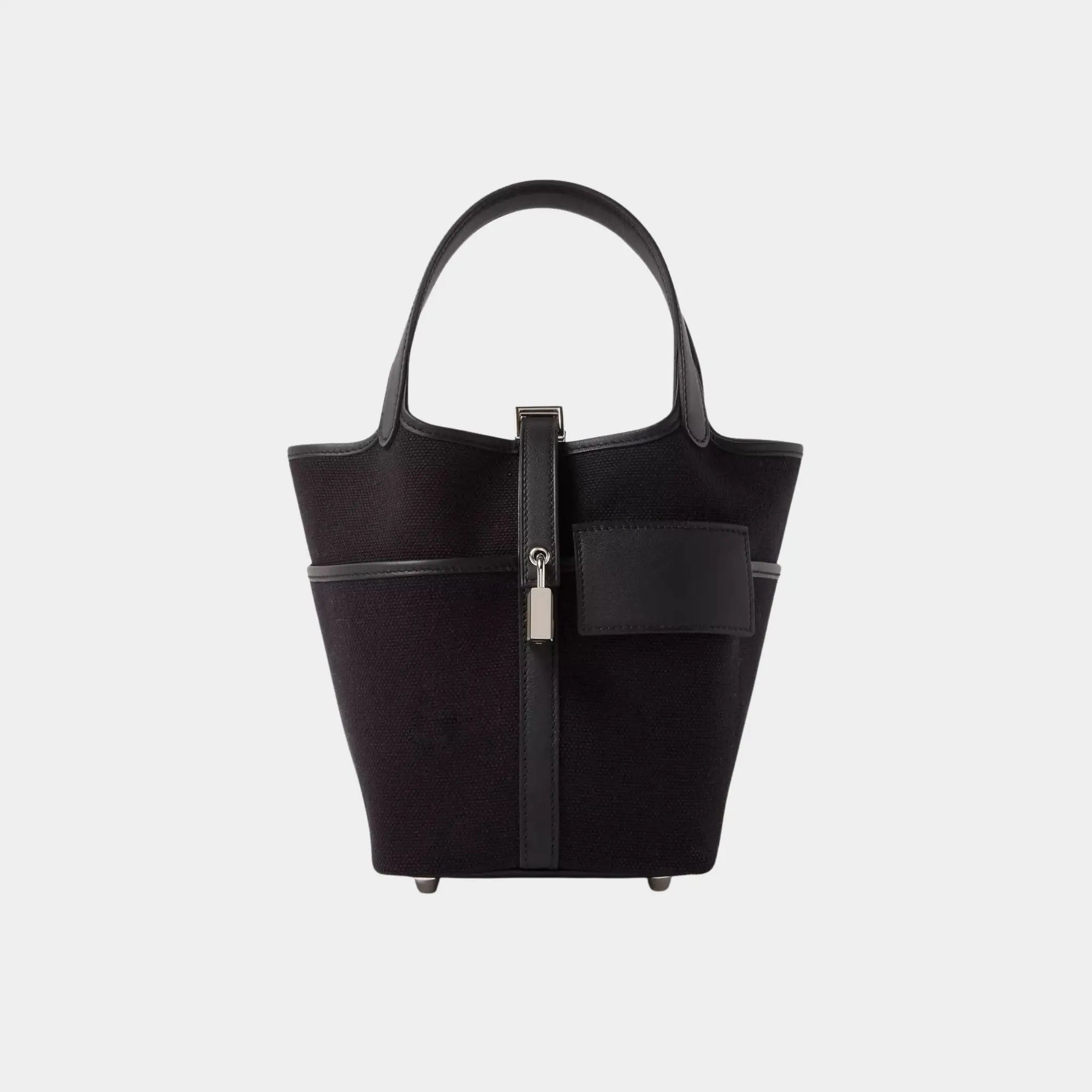 Picotin Cargo 18 Toile Swift Black Phw Hermes – Гарантія оригінальності – боковий вид