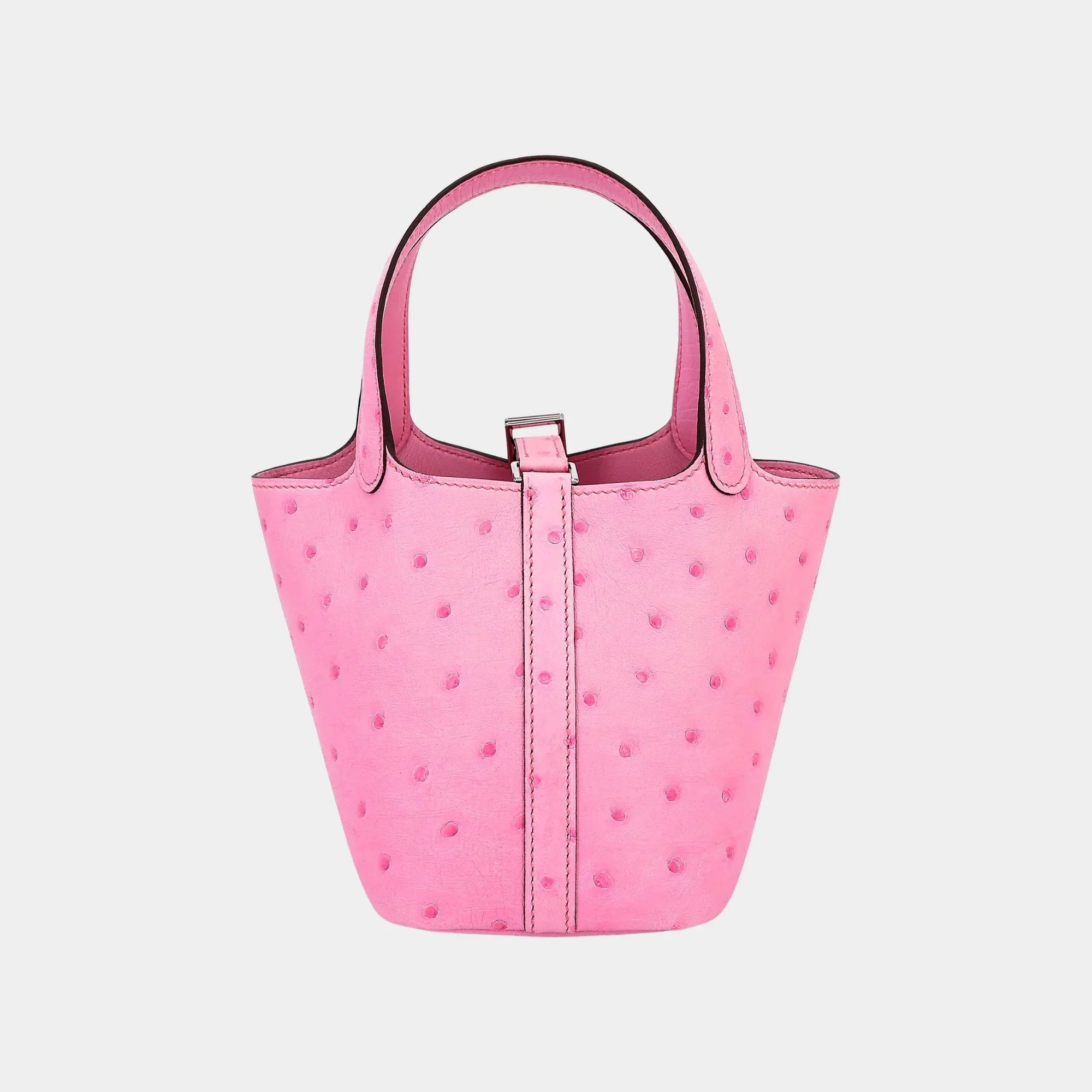 Picotin Micro 14 Ostrich Rose Bubblegum Phw Hermes – Гарантія оригінальності – вид ззаду