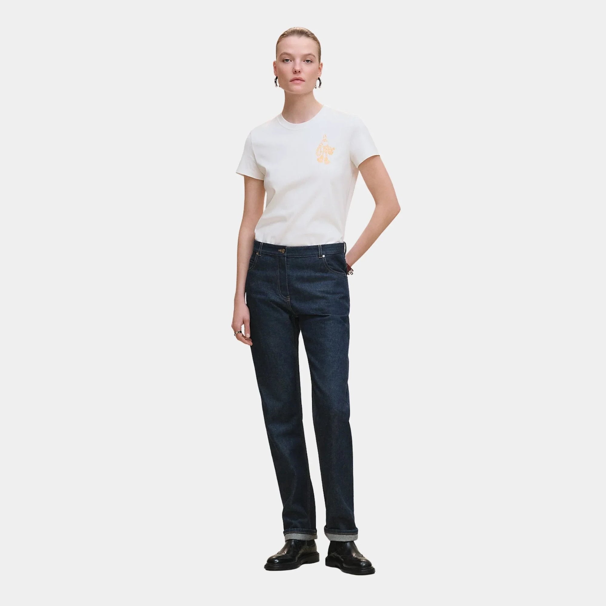 Printed Straight T-Shirt In Plain Jersey Hermes – Гарантія оригінальності – детальний вид