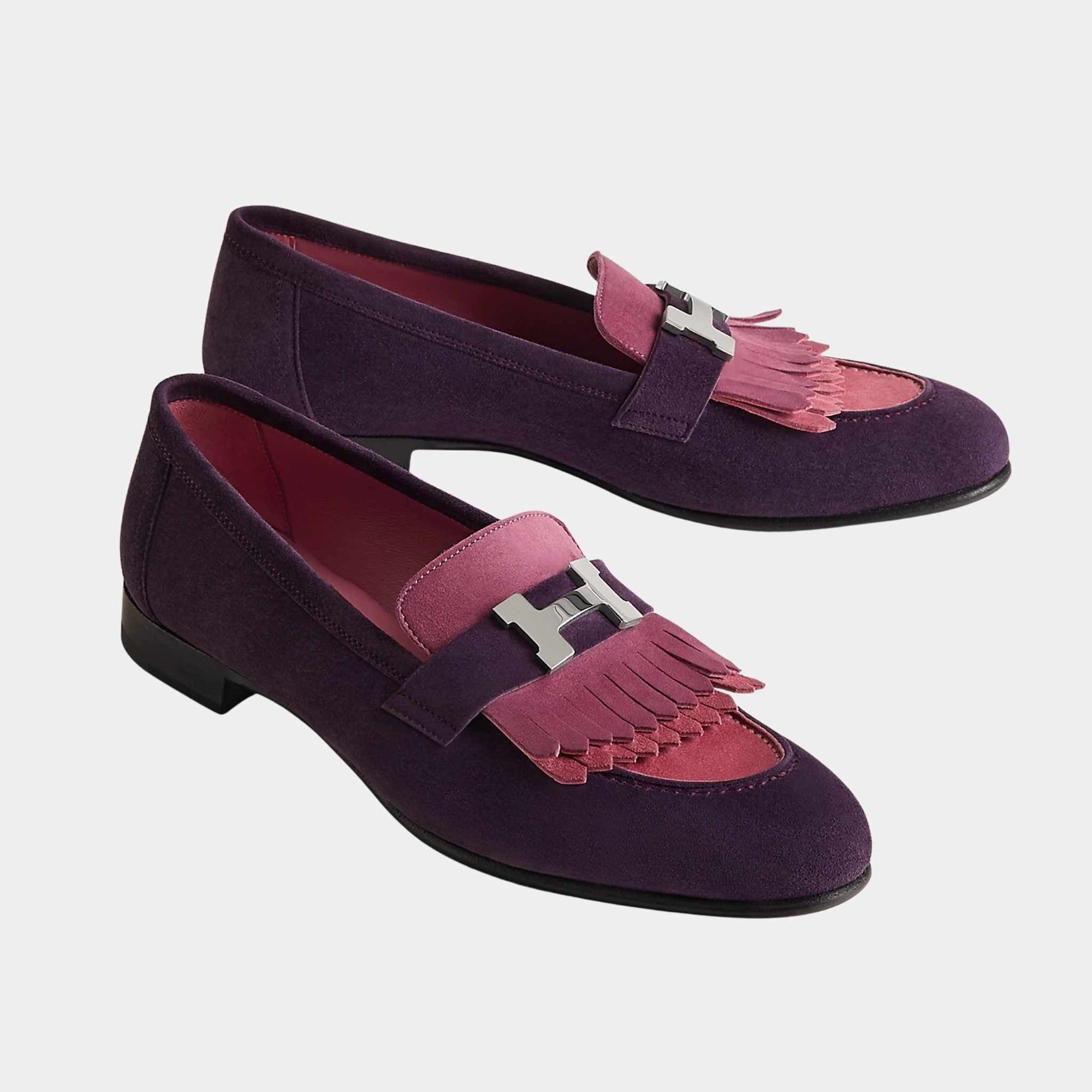 Royal Loafer In Suede Goatskin With Palladium Plated Buckle Hermes оригінал – Купити в Україні – боковий вид