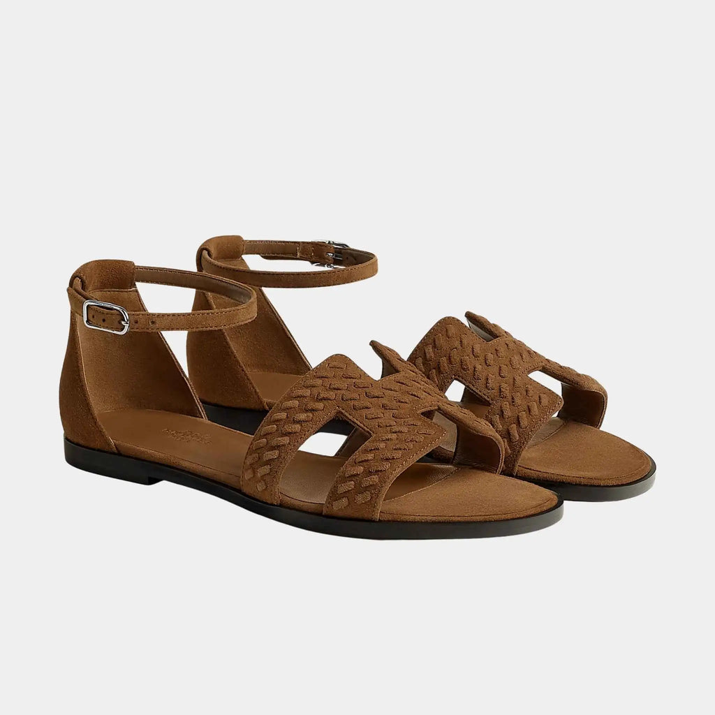 Santorini Sandal Braided Suede Goatskin Hermes – Гарантія оригінальності – боковий вид