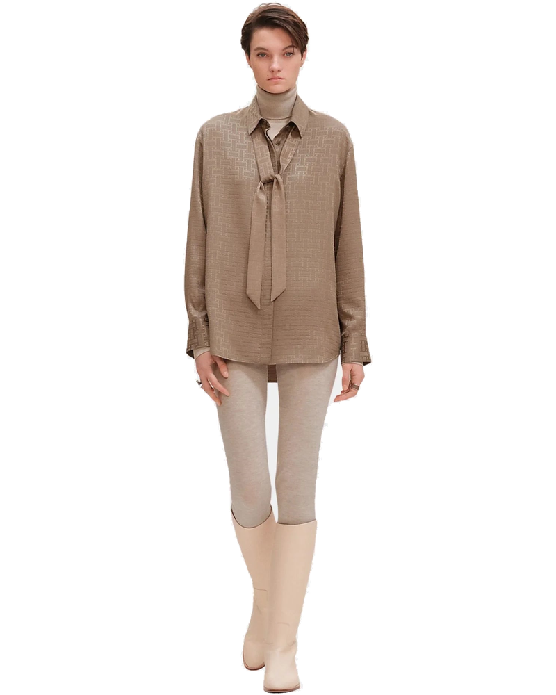 Оригінальна Mosaique Ascot Collar Shirt In Jacquard Silk Hermes